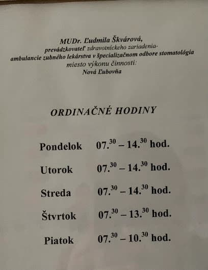 MUDr. Ľudmila Škvárová - stomatológia